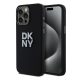 DKNY Liquid Silicone Small Metal Logo  Apple iPhone 15 Pro Magsafe hátlap tok, fekete, DKHCP15LSMCBSK