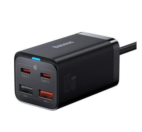 Baseus GaN3 Pro gyorstöltő, 2x USB Type-C, 2x USB, 65W, fekete