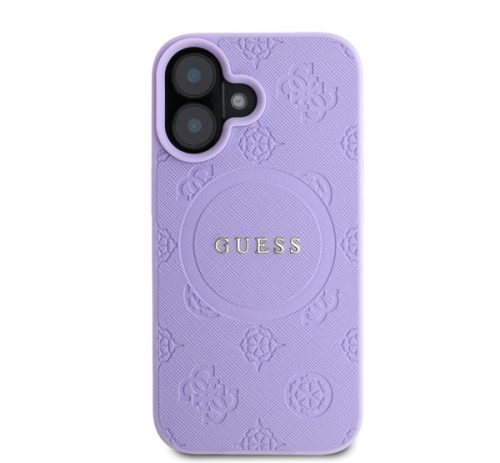 Guess Saffiano Peony Classic Logo Apple iPhone 16 hátlap tok, lila GUHMP16SPSAPSMEU