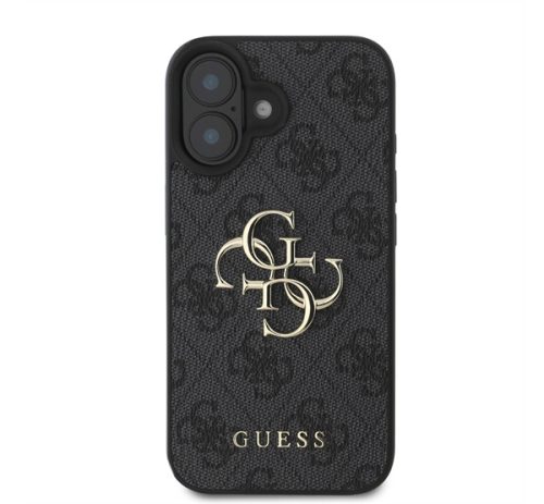 Guess PU 4G Metal Logo Apple iPhone 16 hátlap tok, szürke