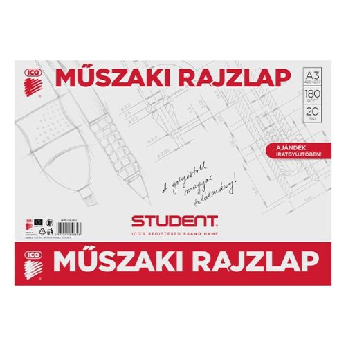 Rajzlap műszaki ICO Student A/3 20 ív/csomag