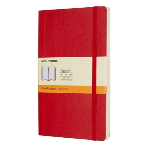 Notesz MOLESKINE QP616F2 "L" vonalas puha fedeles skarlát piros