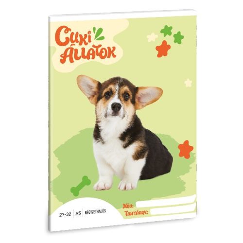 Füzet ARS UNA A/5 32 lapos kockás 27-32 Cuki-Welsh corgi