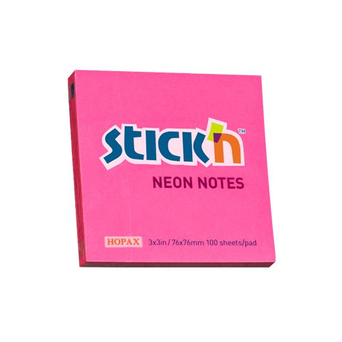 Öntapadó jegyzettömb STICK'N 76x76mm neon pink 100 lap