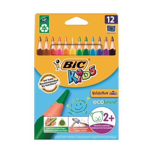 Színes ceruza BIC Kids Evolution háromszögletű környezetbarát 12 db/készlet