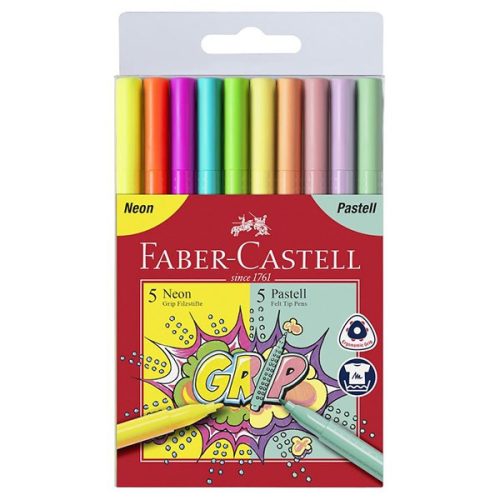 Filctoll FABER-CASTELL Grip 10 db/készlet neon/pasztell