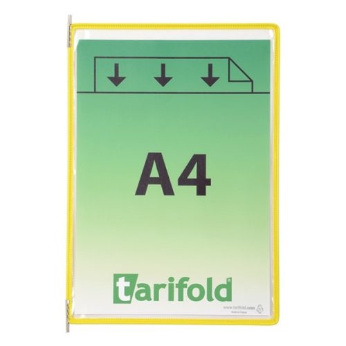 Bemutatótábla TARIFOLD A/4 álló felül nyitott sárga 10 db/doboz
