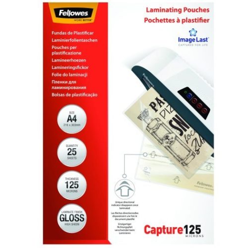 Lamináló fólia FELLOWES A/4 125 mikron fényes 25/csom