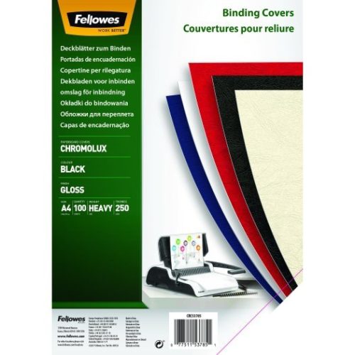 Hátlap FELLOWES Chromolux A/4 250g fényes fekete 100/csom