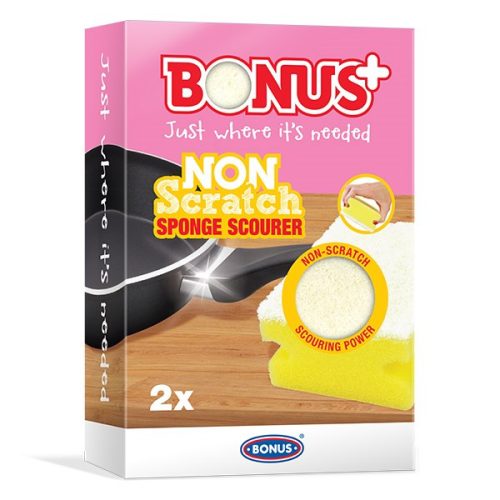 Mosogatószivacs BONUS formázott sárga-fehér 9,3x7x4,5 cm 2 db-os