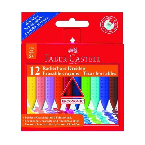 Zsírkréta FABER-CASTELL Grip radírozható 12db-os készlet