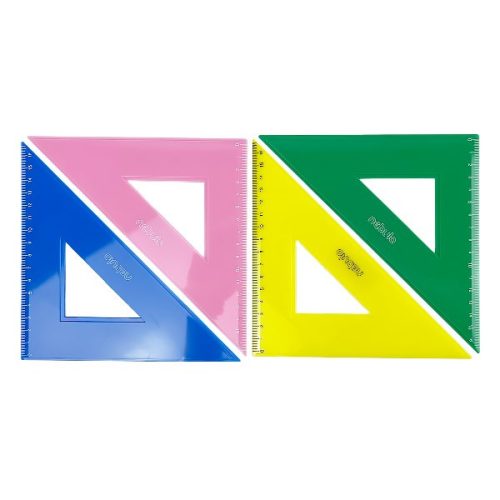 Vonalzó NEBULO háromszög 45 fokos 15 cm színes