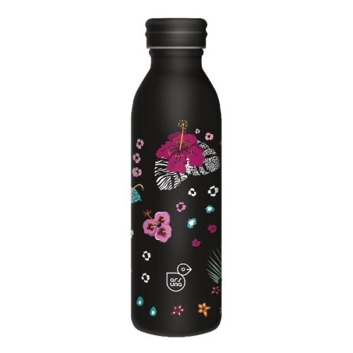 Kulacs duplafalú ARS UNA fém BPA-mentes 600 ml Black Hibiscus