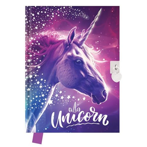 Emlékkönyv JUNIOR Unicorn szív alakú lakattal