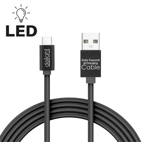 Delight TÖLTŐ-ÉS ADATKÁBEL USB / USB-C KÁBEL 1 M 55442C-BK