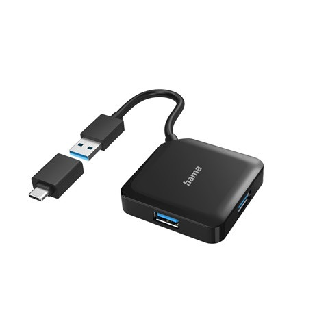 Hama USB HUB, 4 PORT, USB 3.2 GEN1, 5 GBIT + USB-C ADAPTER 200116