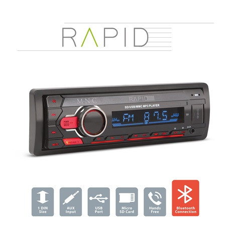 MNC FEJEGYSÉG "RAPID" - 1 DIN - 4 X 50 W - BT - MP3 - AUX - SD - USB 39750