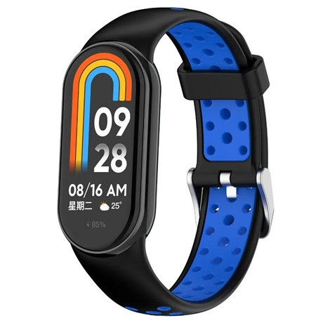 Mybandz MI BAND 8-LÉLEGZŐ SZILIKON ÓRASZÍJ/FEKETE-KÉK 19010