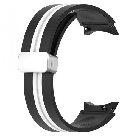 Mybandz CSÍKOS SZILIKON ÓRASZÍJ GALAXY WATCH 4-5 /FEKETE-FEHÉR/ 20MM 41675