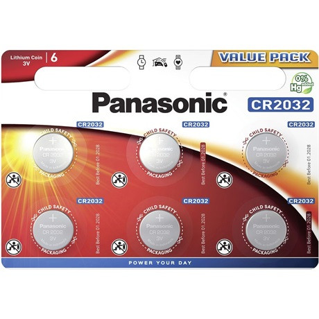 Panasonic PANASONIC GOMBELEM LÍTHIUM CR2032, 6DB CR-2032EL/6BW