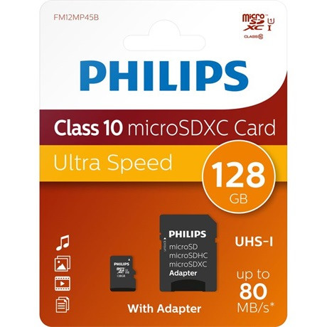 Philips MICRO SDXC 128GB CLASS 10 UHS-I U1 + ADAPTER PH666998