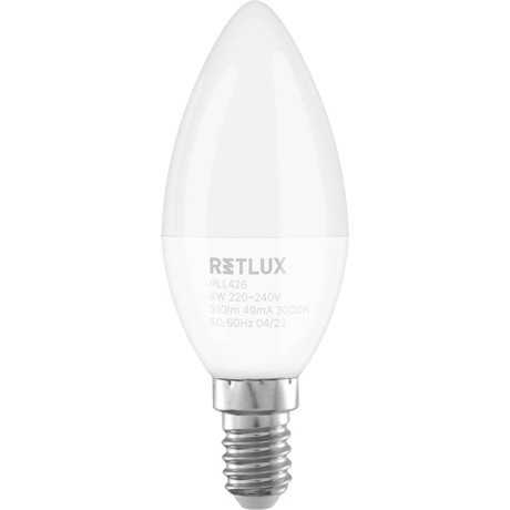 Retlux LED IZZÓ C37 E14 GYERTYA ALAKÚ  6W WW RLL 426